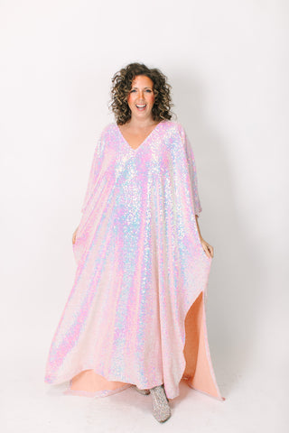 Blush Iridescent Sequin Long Caftan