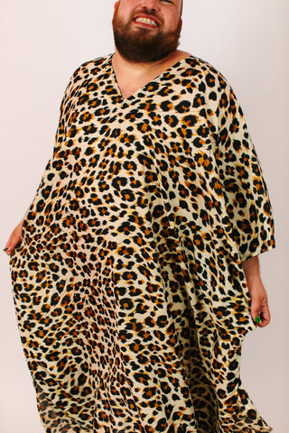 Cheetah Chiffon Long Caftan