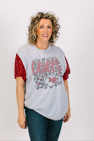 Chiefs Red Sequin Party Tee