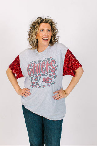 Chiefs Red Sequin Party Tee