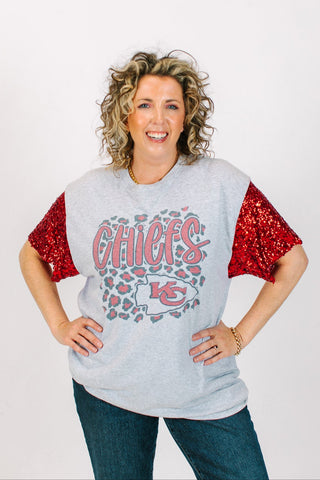 Chiefs Red Sequin Party Tee