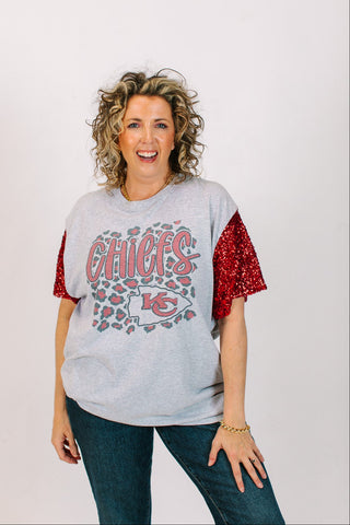 Chiefs Red Sequin Party Tee