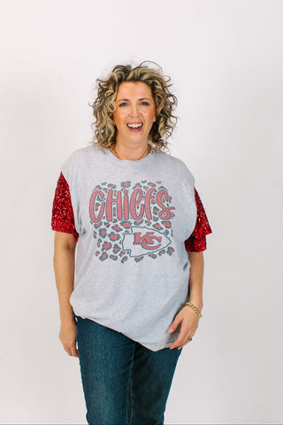 Chiefs Red Sequin Party Tee