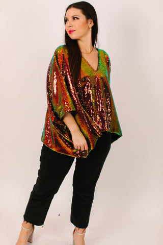 Copper Iridescent Sequin Tunic Satin Lined