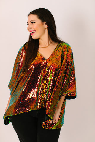 Copper Iridescent Sequin Tunic Satin Lined