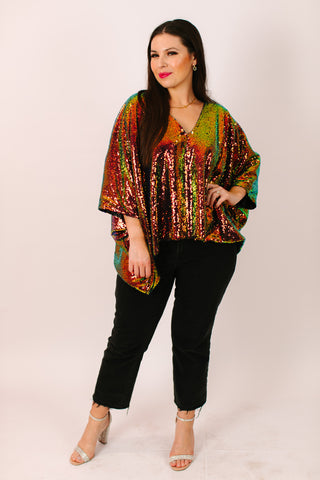 Copper Iridescent Sequin Tunic Satin Lined