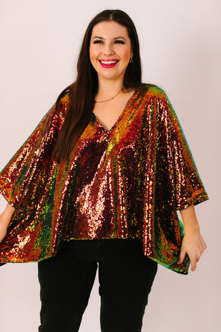 Copper Iridescent Sequin Tunic Satin Lined