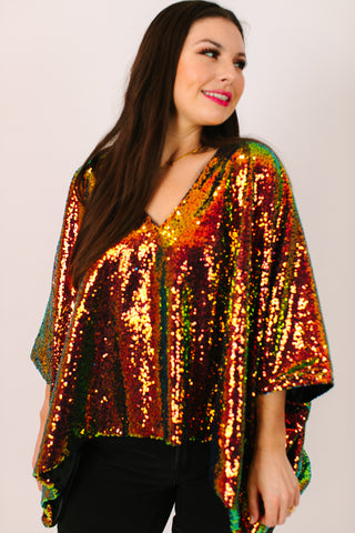 Copper Iridescent Sequin Tunic Satin Lined