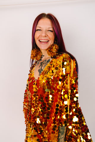 Gold Pom Pom Earrings