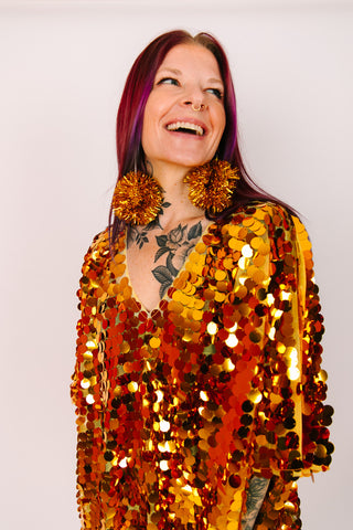 Gold Pom Pom Earrings