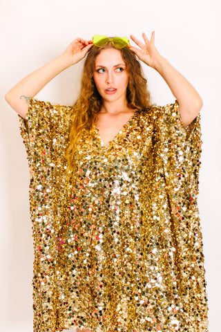 Gold Multi Sequin Mid Caftan