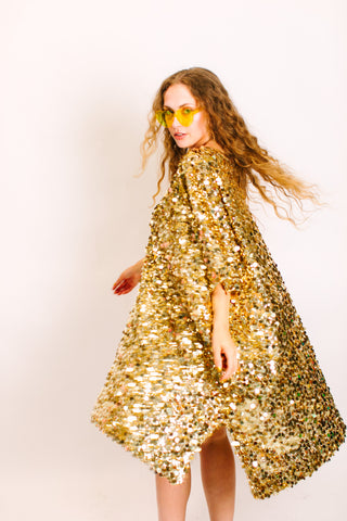 Gold Multi Sequin Mid Caftan