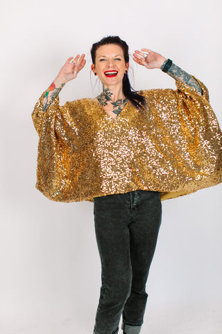 Gold Sequin Tunic Satin Lined