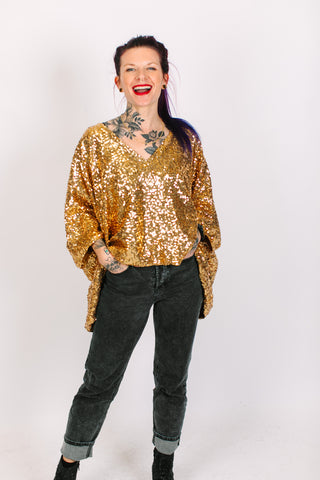 Gold Sequin Tunic Satin Lined