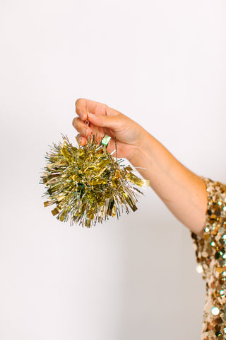 Gold & Silver Pom Pom Earrings