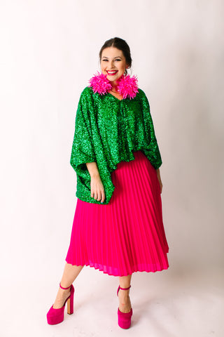 Green Sequin Tunic Satin Lined