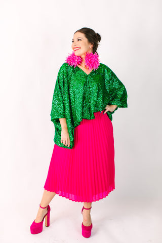 Green Sequin Tunic Satin Lined