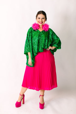 Green Sequin Tunic Satin Lined