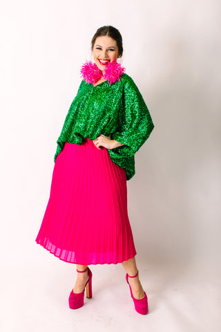 Green Sequin Tunic Satin Lined