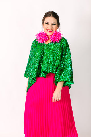 Green Sequin Tunic Satin Lined