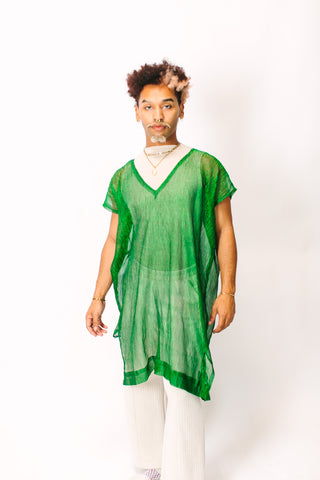 Green Sheer Narrow Short Caftan