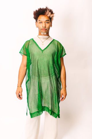 Green Sheer Narrow Short Caftan
