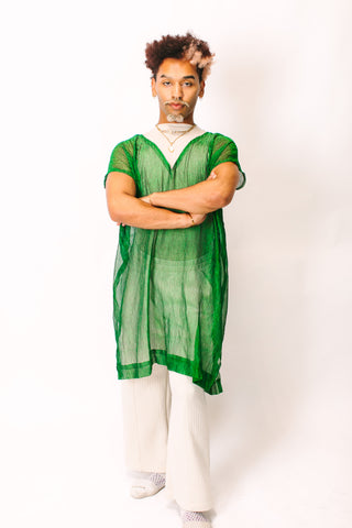 Green Sheer Narrow Short Caftan