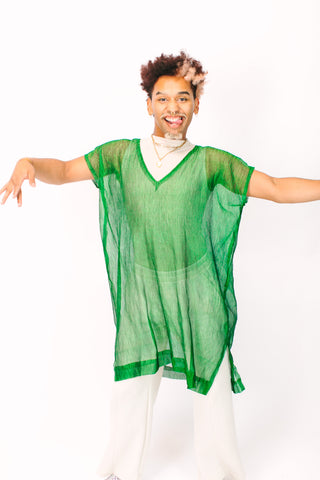 Green Sheer Narrow Short Caftan