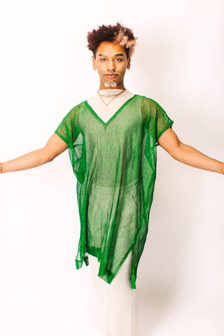 Green Sheer Narrow Short Caftan