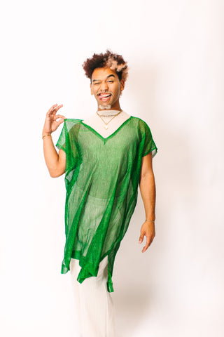 Green Sheer Narrow Short Caftan