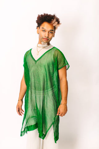 Green Sheer Narrow Short Caftan