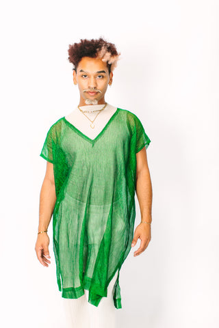 Green Sheer Narrow Short Caftan