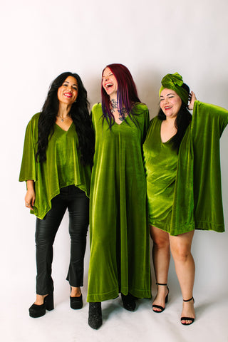 Olive Velvet Short Caftan