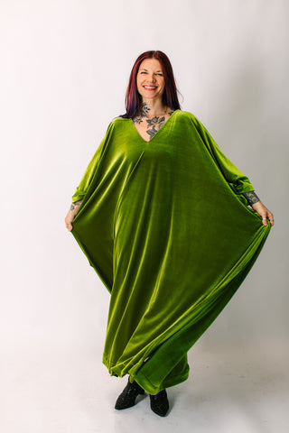 Olive Velvet Long Caftan