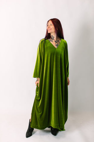 Olive Velvet Long Caftan