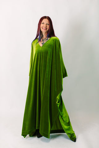 Olive Velvet Long Caftan