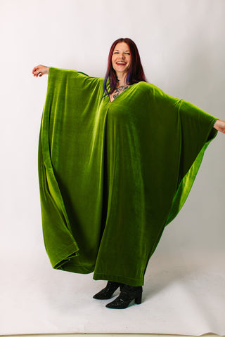 Olive Velvet Long Caftan