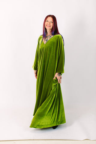 Olive Velvet Long Caftan