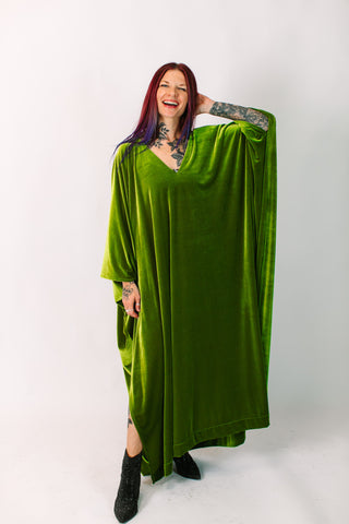 Olive Velvet Long Caftan