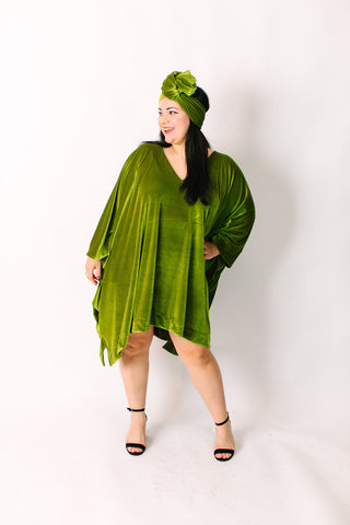 Olive Velvet Short Caftan