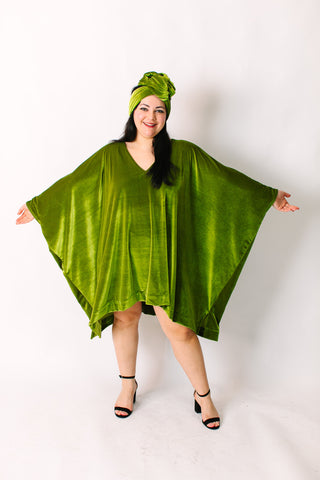 Olive Velvet Short Caftan