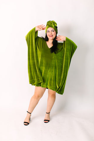 Olive Velvet Short Caftan