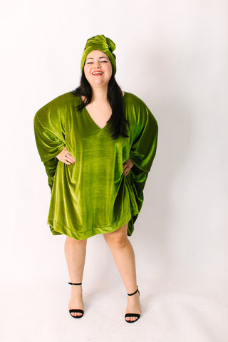Olive Velvet Short Caftan