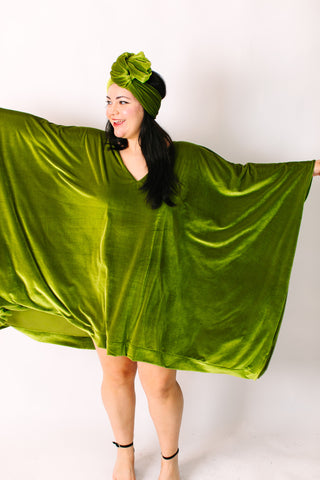 Olive Velvet Short Caftan