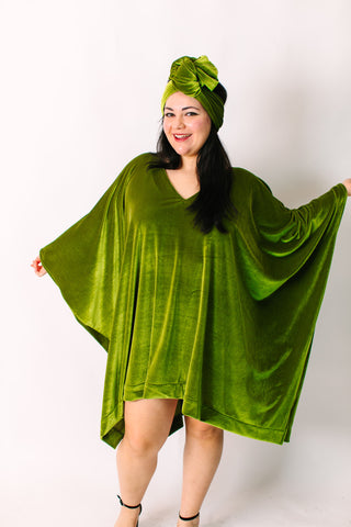 Olive Velvet Short Caftan