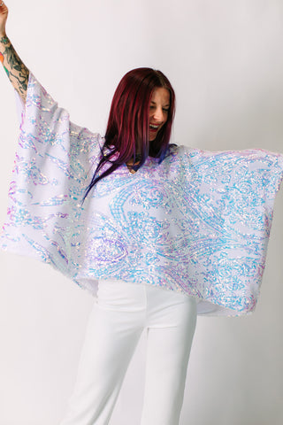 Iridescent Embroidered Sequin Tunic - Satin Lined