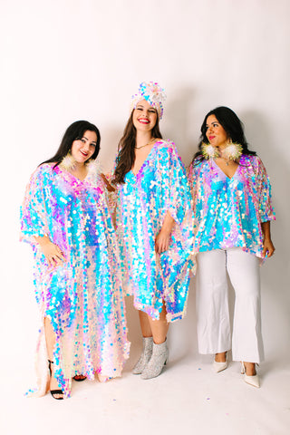 Iridescent Paillette Long Caftan