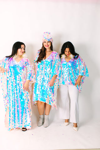 Iridescent Paillette Long Caftan