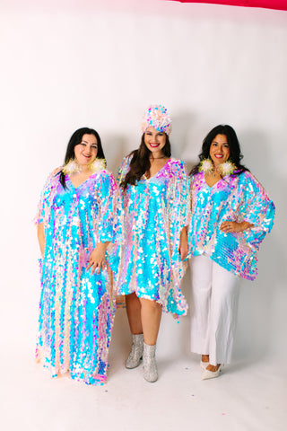 Iridescent Paillette Short Caftan