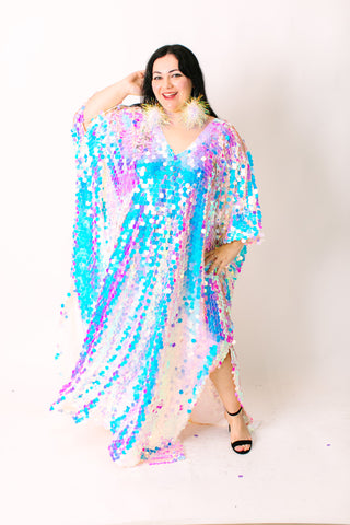 Iridescent Paillette Long Caftan